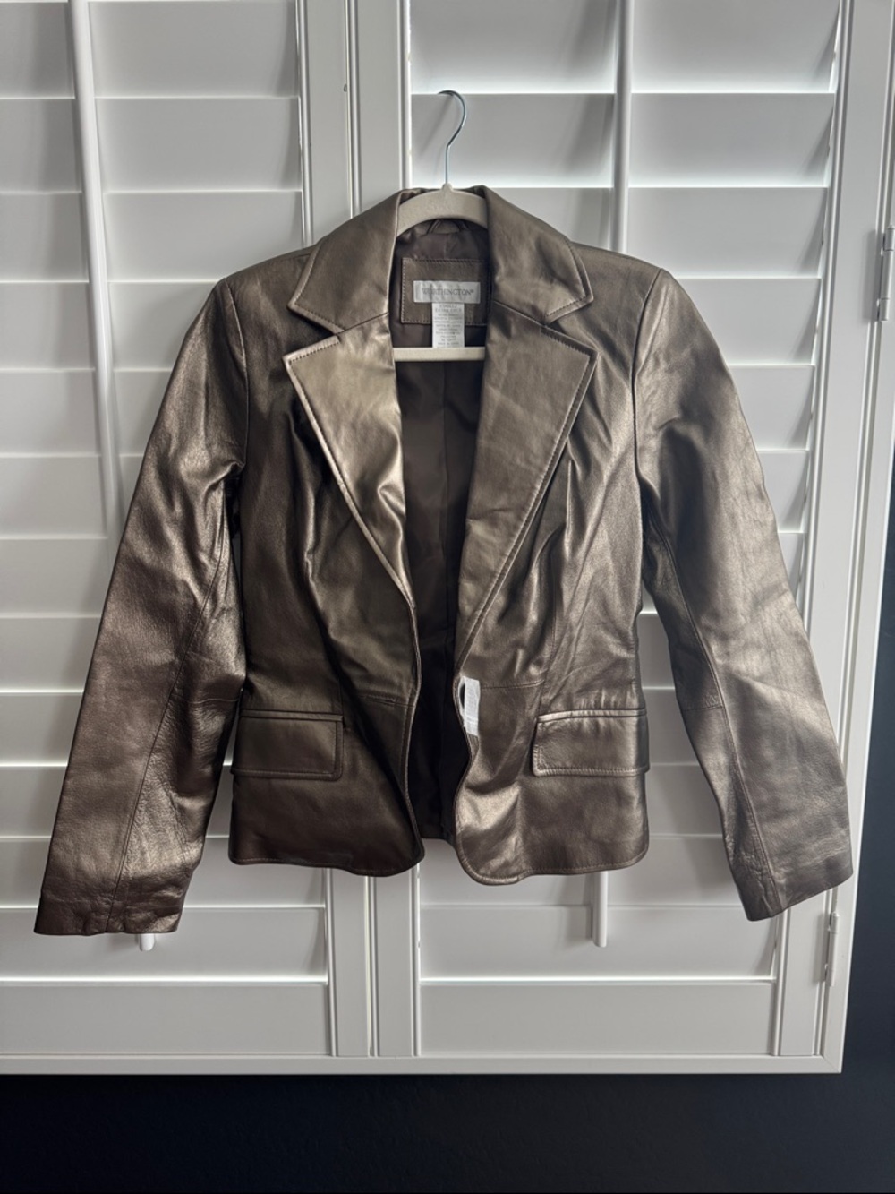 NWOT Worthington Leather Blazer in Pewter/Bronze